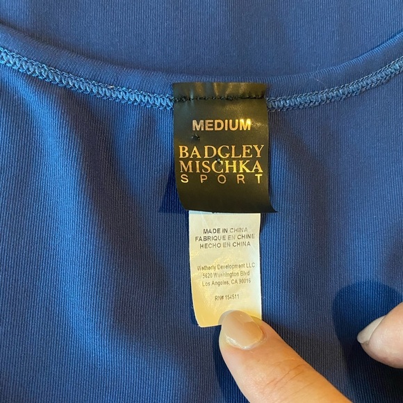 BADGLEY MISCHKA Sport Navy Metallic Linear Tank Top, Size M - Picture 4 of 7